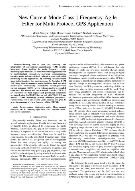 Pdf New Current Mode Class Frequency Agile Filter For Multi