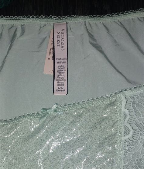 Dream Angel Lace Trim Shimmer String Bikini Size Large Lt Minty Shine