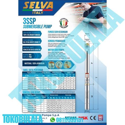 Jual SUBMERSIBLE PUMP POMPA SUBMERSIBLE SELVA 3SSP3 16 075 Di Lapak