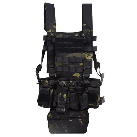 Mulitcam Chaleco Negro Airsoft T Ctico D Aparejo De Pecho De Combate