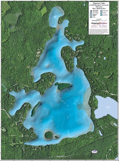 Papoose Lake Enhanced Wall Map Mapping Specialists Limited