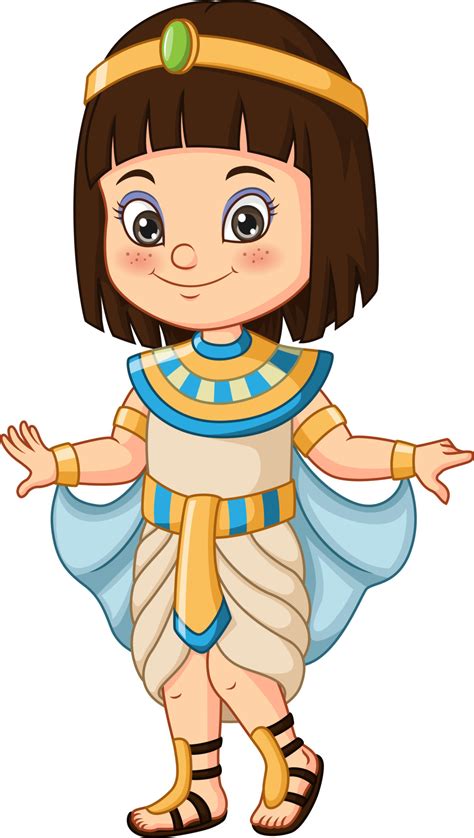 Niña De Dibujos Animados Con Traje De Cleopatra Egipcia 5112786 Vector