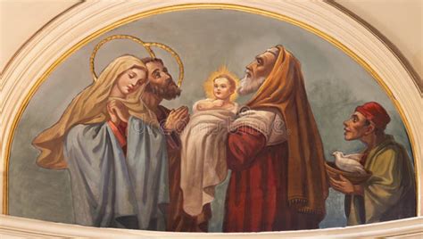 BARI ITALY MARCH 3 2022 The Fresco Of Presentation Of Jesus In The