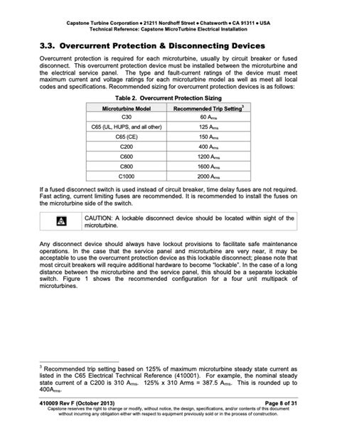 Technical Reference Capstone MicroTurbine Electrical Installation