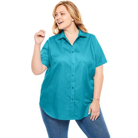 Woman Within Woman Within Plus Size Perfect Short Sleeve Button Down Shirt Blouse Walmart