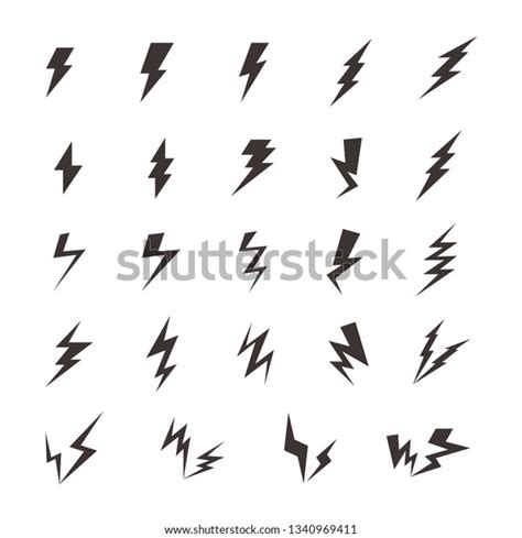 Lightning Bolt Flat Icons Set Vector Stock Vector Royalty Free