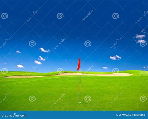 Green Field Golf Club Blue Sky Nature Landscape Background Stock Image