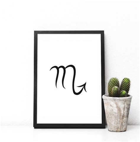 Scorpio Line Art Scorpio Print Zodiac Print Abstract Etsy