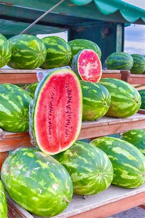 Watermelons On Display Stock Image Image Of Patterned 3534743