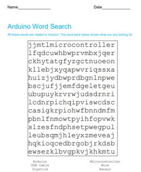 Arduino Word Searches By Codingoverload Tpt