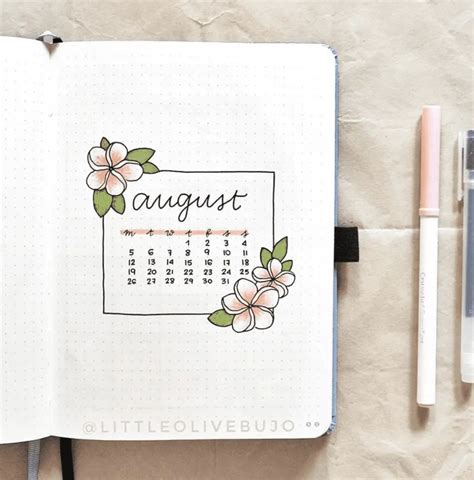 August Bullet Journal Spread Ideas Artist Hue