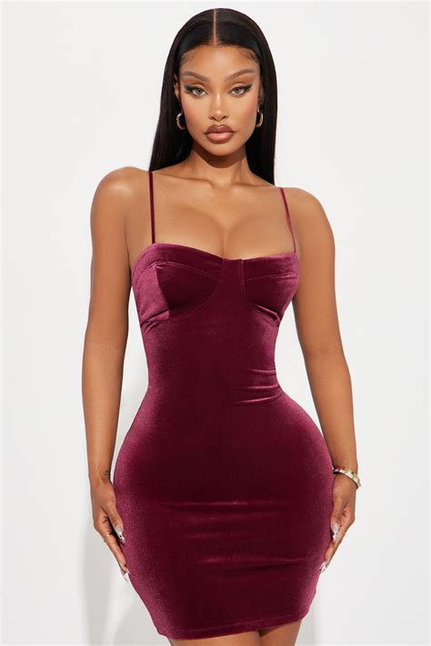 Crush On You Velvet Mini Dress Burgundy Fashion Nova