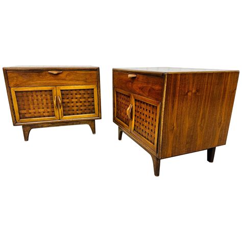 Mid Century Modern Lane 1st Edition Walnut Nightstands Set Of 2 For