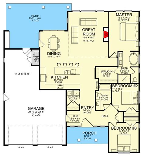 Plan Dft New American Craftsman Plan With Large Patio In