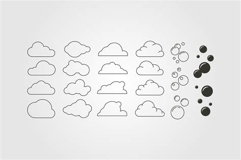 set of cloud and bubble icon logo vector symbol minimal (1821895 ...