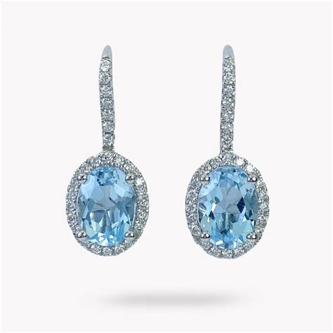 Pendientes De Oro Blanco Diamantes Y Aguamarinas Joyería Luque