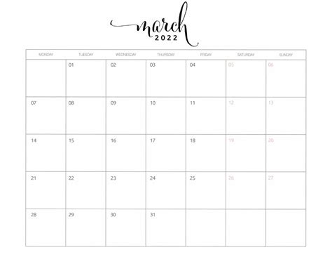 2022 Calendar Free Printable Monday Start World Of Printables Porn