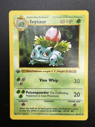 Ivysaur Pokemon Card Wotc St Edition Base Set Shadowless