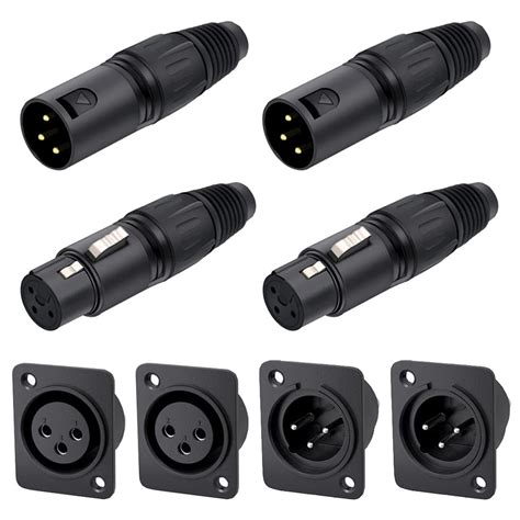 Xiatiaosann 2 Pairs XLR Connector Male Female Mic Snake Plug For