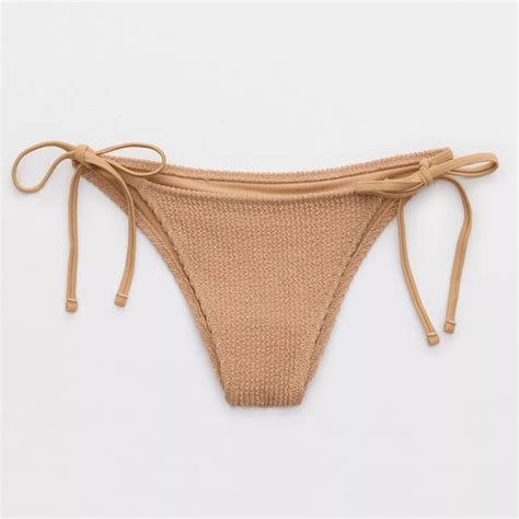 Aerie Swim Nwt Aerie Shimmer Crinkle Cheekiest String Tie Bikini