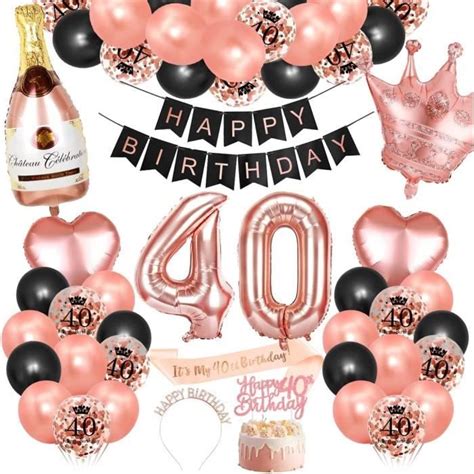 Decoration Anniversaire 40 Ans Femmes Deco Anniversaire Rose Or Noir