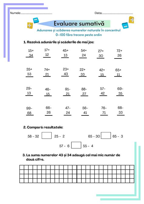 AcademiaABC Evaluare Adunarea şi scăderea numerelor naturale în