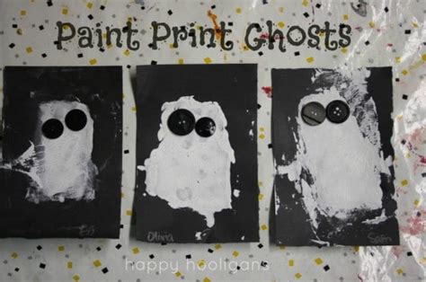 Paint Print Ghosts Halloween Art For Preschoolers Happy Hooligans