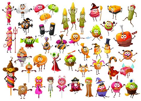 Halloween cartoon candies, horror lollipops sweets 23839080 Vector Art ...