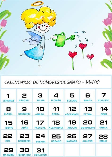 Calendario De Los Nombres De Santos De Mayo Nombres Calendario De