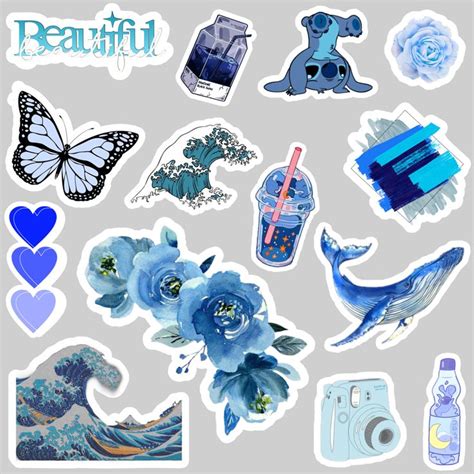 Blue Stickers For Scrapbooking And Bullet Journaling