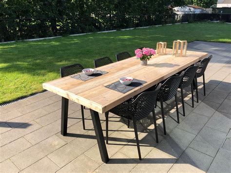 Arendal Steigerhouten Tuintafel Met Stalen Poten Tuintafels Tafel