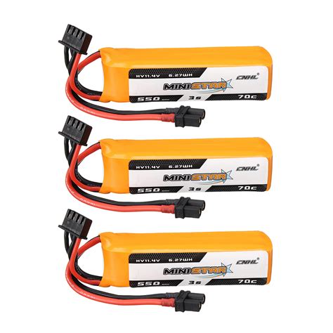 3PCS CNHL MINISTAR HV 11 4V 550mAh 70C 3S LiPo Battery With XT30U Plug