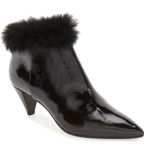 New Aquatalia Antonia Black Genuine Rabbit Fur Trim Weatherproof Bootie