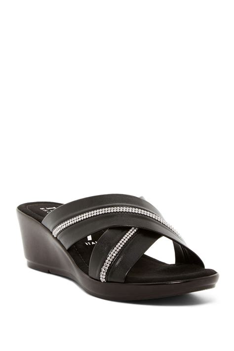 Crystal Pave Crossover Wedge Sandal By Italian Shoemakers On Nordstrom