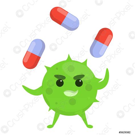 Parasit Antibiotika Resistenz Symbol Karikatur Stil Stock