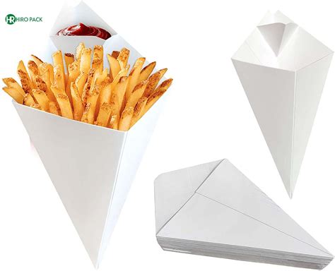 Hiro Manufactured Food Cones With Dip Pocket Disposable Kraft Paper