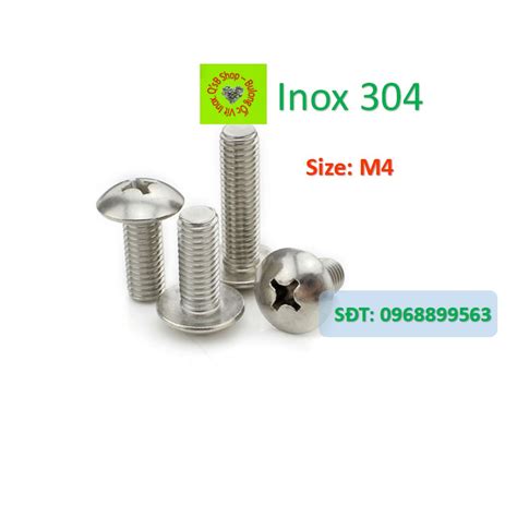 Vít pake đầu dù inox size M4 và M5 ốc 4 cạnh đầu dù inox ốc vặn tua