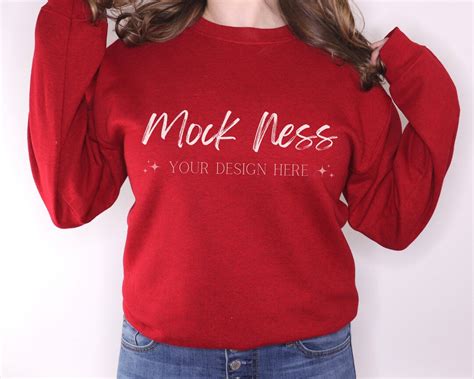 Gildan 18000 Mockup Gildan Antique Cherry Red Sweatshirt Mockup