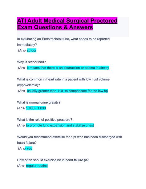 SOLUTION Ati Adult Medical Surgical Proctored Exam Questions Studypool