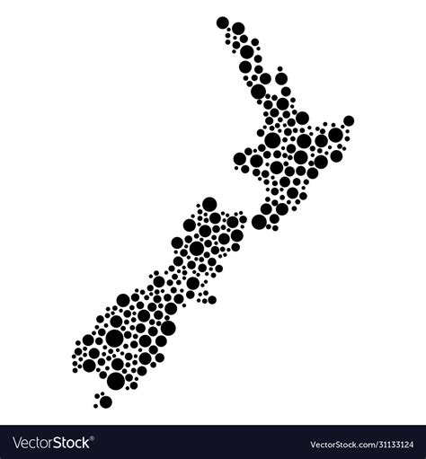 New Zealand Map From Black Circles Different Vector Image