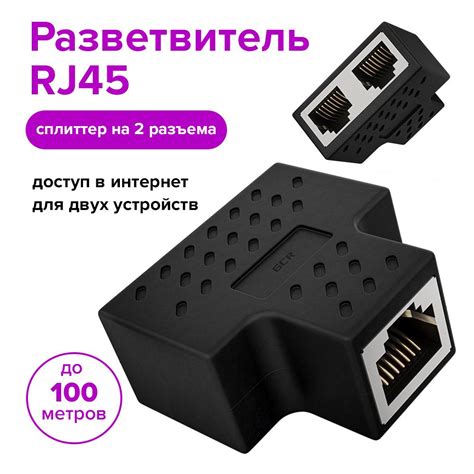 Разветвитель патч-корда RJ45F - 2 RJ45F 5e LAN GCR разделитель интернет ...