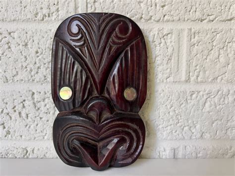 Vintage New Zealand Maori Hand Carved Wood Flat Teko Tiki Etsy