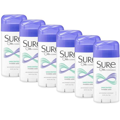 6 Pack Sure Original Solid Antiperspirant And Deodorant Unscented 27oz