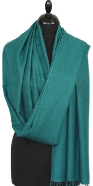 Pashmina Vert Canard Tole Cachemire Et Soie Charpe