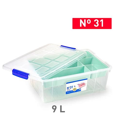 Tradineur Caja de plástico con tapa y bandeja Nº31 transparente