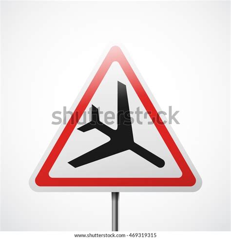 Warning Road Sign Lowflying Aircraft Vector Stock Vector Royalty Free