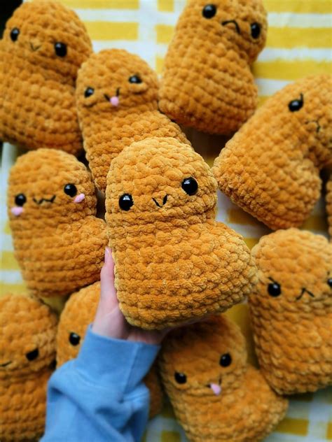 Chicken Nugget Plushie Crochet Nugget Emotional Support Happy Nugget Food Pillow Crochet