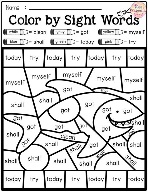 Color By Color Word Worksheets