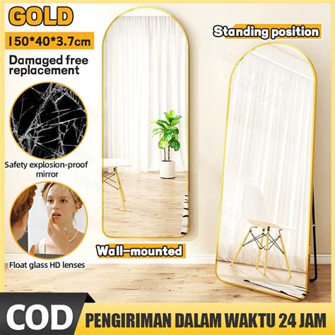 Jual COD Standing Mirror Oval Full Body Cermin Kaca Termurah Standing