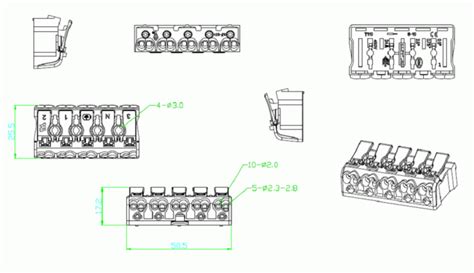 5 Poles Push In Wire Terminal Block Lever Nuts Universal Wire And Cable Connector 300v 15a